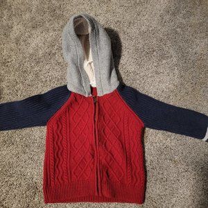 Baby Gap cable knit sweater with sherpa lined hood